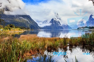 Another View Point Of Milford Sound In Fjord Land National Park Important Traveling Destination South Island New Zealand Stock Photo