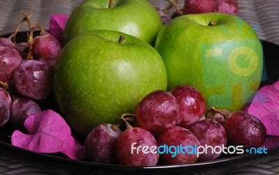 Apples And Grapes  Stock Photo