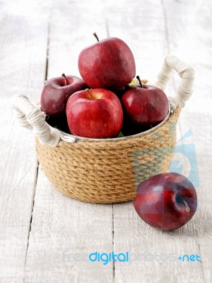 Apples In A Basket Stock Photo