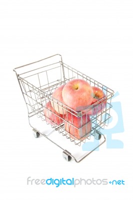 Apples Inside Shopping Cart Stock Photo