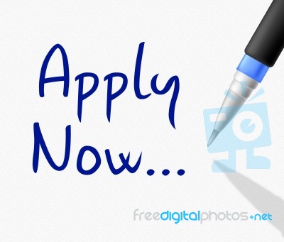 Apply Now Indicates Recruitment Application And Occupation Stock Image