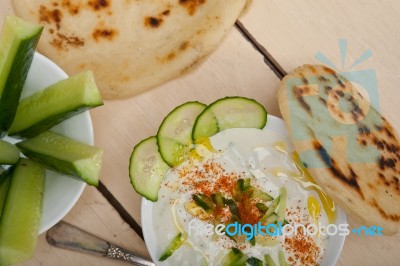 Arab Middle East Goat Yogurt And Cucumber Salad Stock Photo