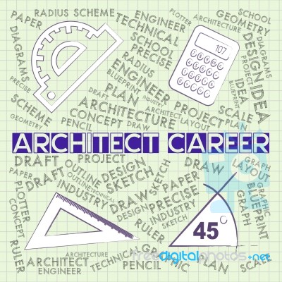 Architect Career Shows Architecture Design 3d Illustration Stock Image