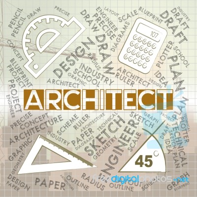 Architect Words Means Architecture Draftsman And Employment Stock Image