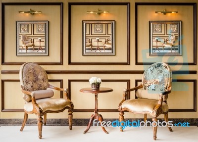 Armchairs In Living Room Stock Photo