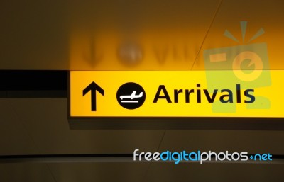 Arrivals Sign Stock Photo