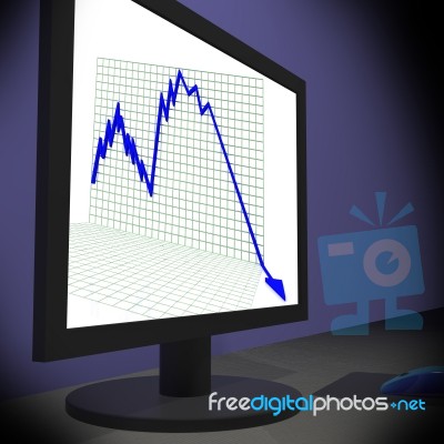 Arrow Falling On Monitors Showing Bad Statistics Stock Image