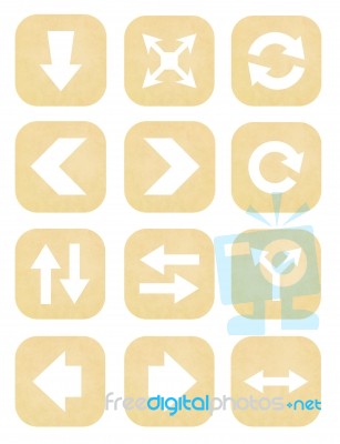 Arrow Sign Icon From Old Paper Stock Image