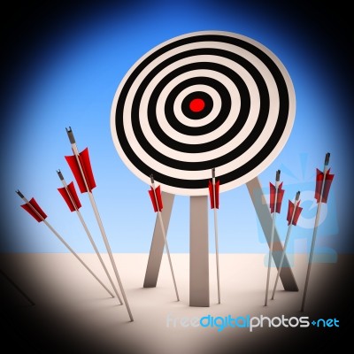 Arrows On Floor Shows Ineffective Targeting Stock Image