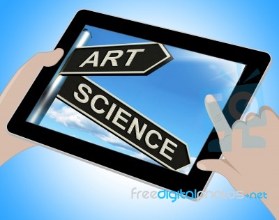 Art Science Tablet Means Creative Or Scientific Stock Image
