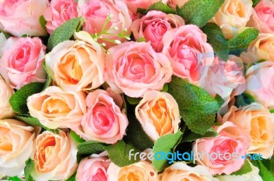 Artificial Flowers Background Stock Photo