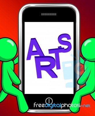 Arts On Phone Displays Creative Design Or Artwork Stock Image