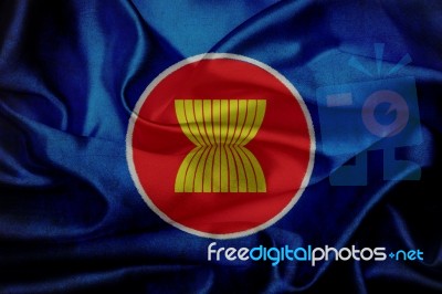 Asean Economic Community (aec) Waving Flag Stock Image