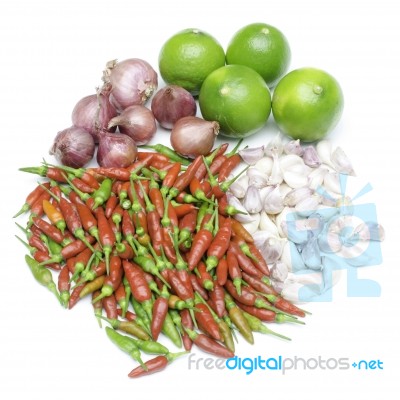 Asian Ingredients Food, Fresh Herbs And Spices Stock Photo