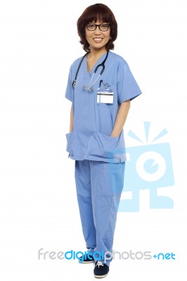 Asian Surgeon Hands In Pocket Stock Photo