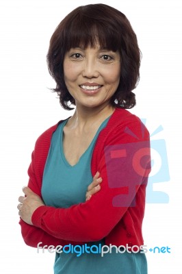 Asian Woman With Arms Crossed Stock Photo