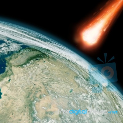Asteroid And Earth Stock Image
