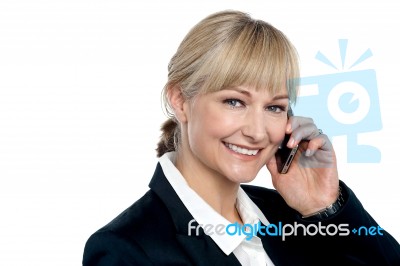 Attractive Blonde Executive Communicating With Her Business Partner Stock Photo