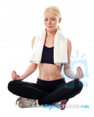 Attractive Woman Meditating Stock Photo