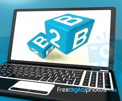 B2b Dice On Laptop Computer Shows Business And Commerce Stock Image