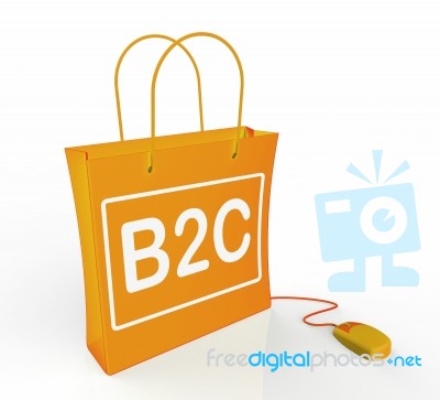 B2c Bag Represents Online Business And Buying Stock Image