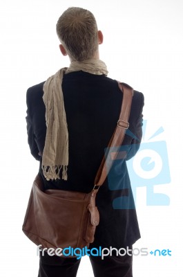Back Pose Of Male With Bag Stock Photo