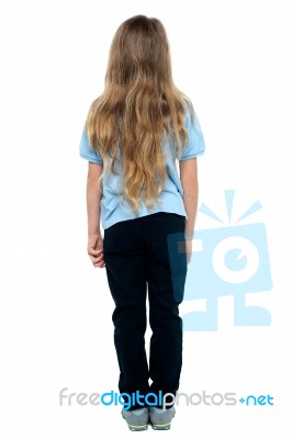 Back View Of A Long Haired Young Female Child Stock Photo