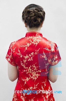 Back View of Chinese lady Stock Photo