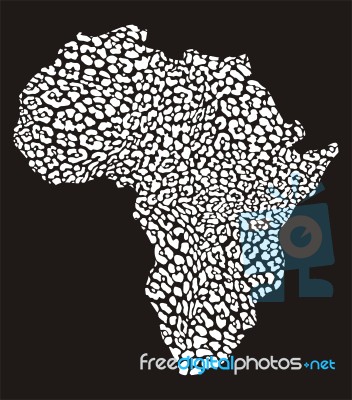 Background Inverse Silhouette Of Africa With Camouflage Leopard Stock Image