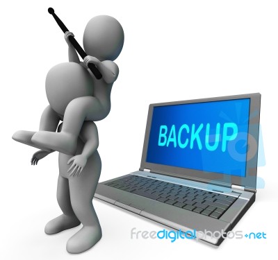 Backup Characters Laptop Shows Data Archiving Archive Back Up An… Stock Image