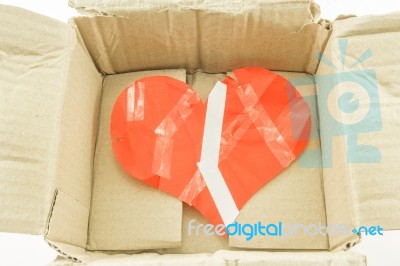 Bad Heart Inside Damage Box Stock Photo