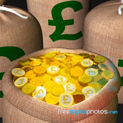 Bag Of Coins Showing British Prosperity Stock Image