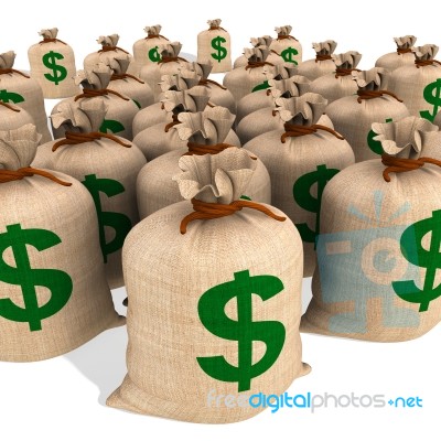 Bags Of Money Showing American Finances Stock Image