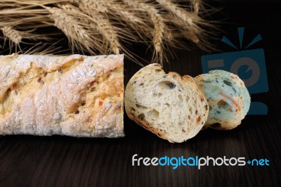 Baguette With Cereals Stock Photo