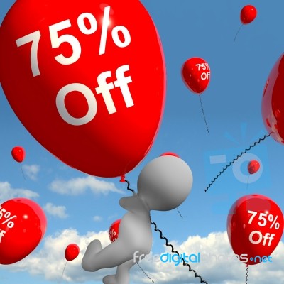 Balloon With 75% Off Showing Sale Discount Of Seventy Five Perce… Stock Image