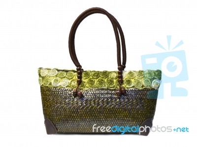 Bamboo Wicker Bag Stock Photo