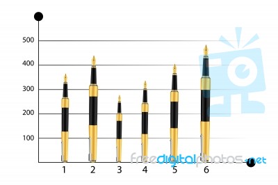 Bar Chart With Fountain Pen Stock Image