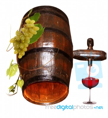 Barrel And Glass Of Red Wine Stock Photo Barrel And Glass Of Red Wine Stock Photo