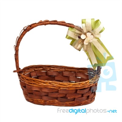 Basket With Gift Bow Stock Photo