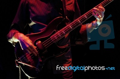 Bass Guitar Player Stock Photo