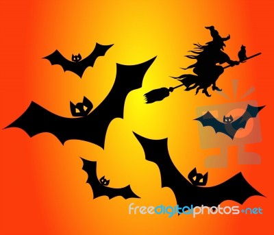 Bats And Witches Stock Image