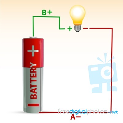 Battery With Bulb Stock Photo