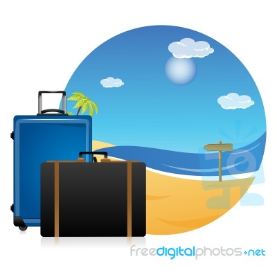 Beach Scene With Bags Stock Image