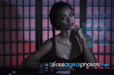 Beautiful female poker players