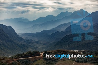 Beautiful Land Scape Of Mountain Range In Sapa Most Popular Traveling Destination In Northern Of Vietnam Stock Photo