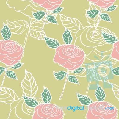 Beautiful Pink Roses Flower Seamless Background Pattern Stock Image