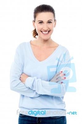 Beautiful Woman With Crossed Arms Stock Photo