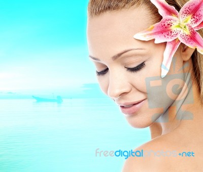 Beauty Clean Face Of Young Sensual Woman Stock Photo
