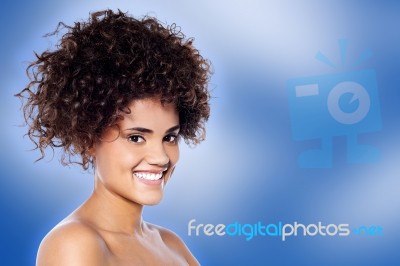Beauty Woman With Curly Hair Stock Photo