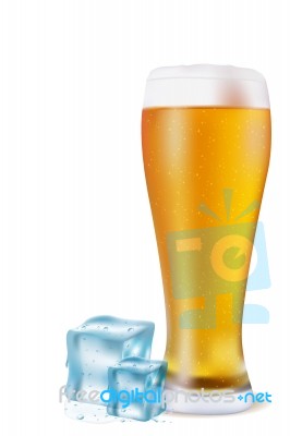 Beer Glass With Ice Cubes Stock Image